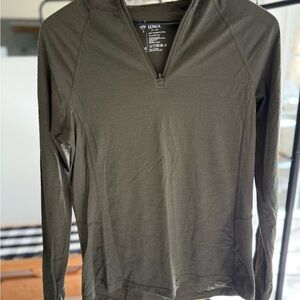 Ibex Olive Hooded Merino Wool 1/4 zip